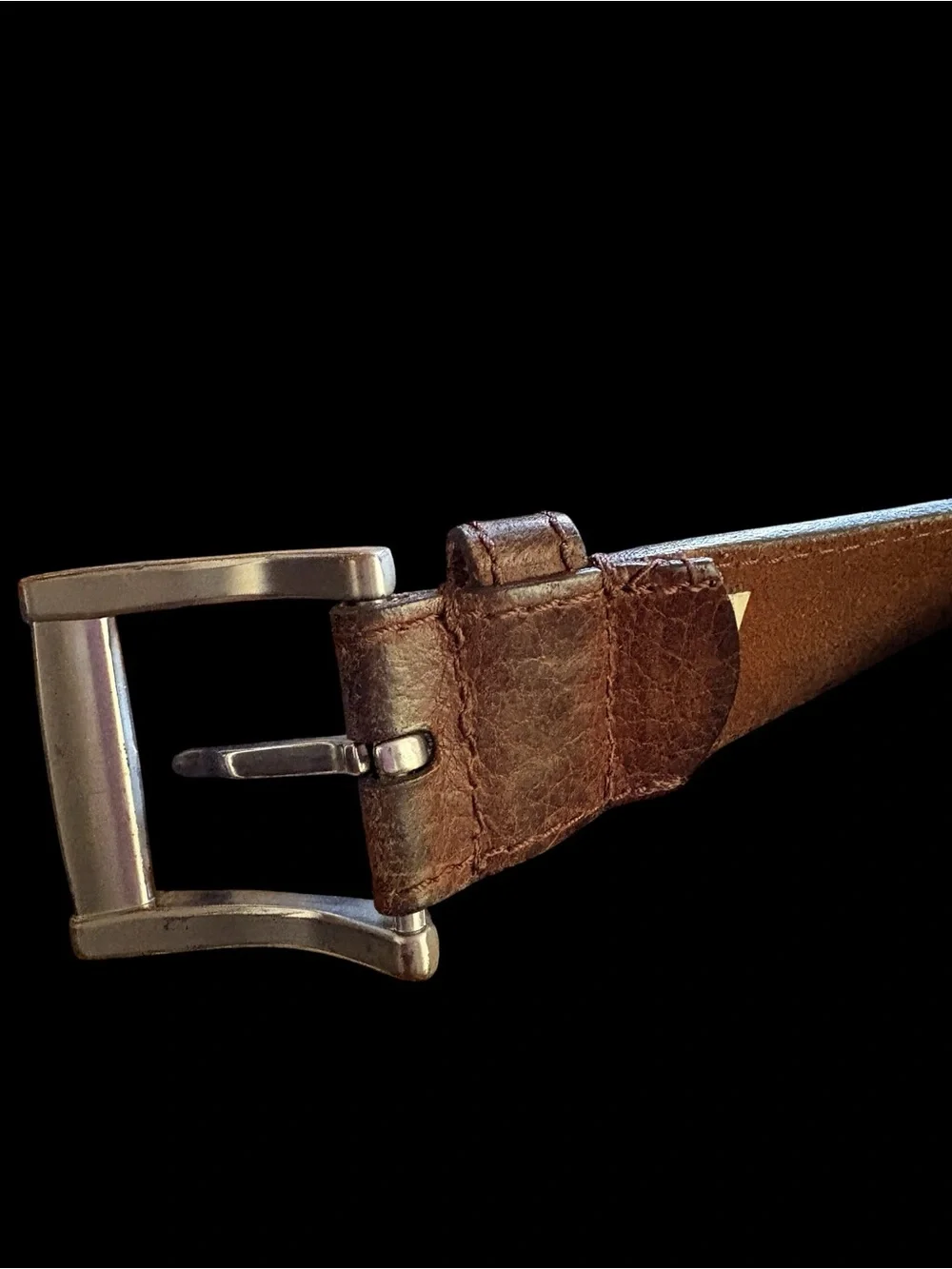 Men's Brown Leather Belt with Silver Buckle
